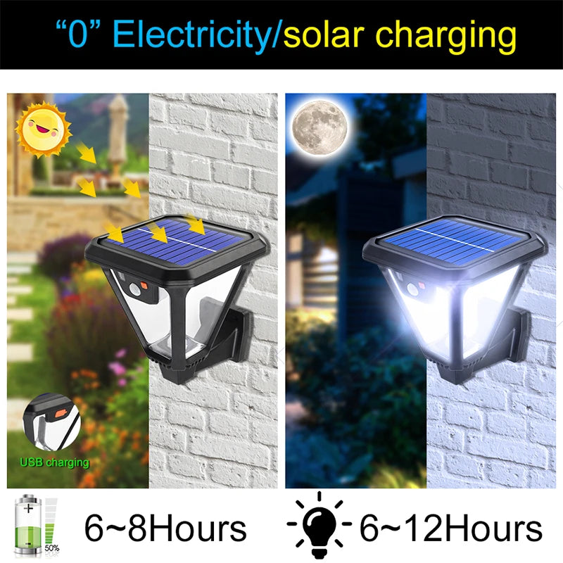 Applique murale solaire avec télécommande pour jardin