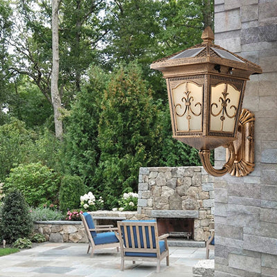 Applique Murale Solaire Extérieur Rétro Bronze et Noir