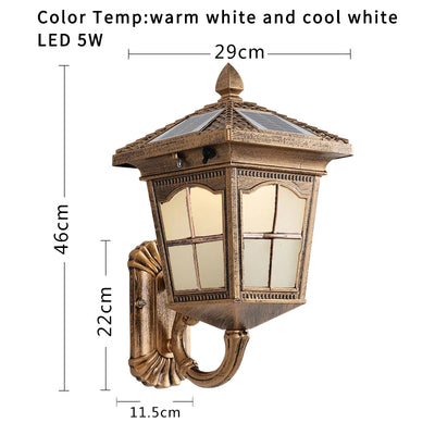 Applique Murale Solaire Extérieur Rétro Bronze et Noir