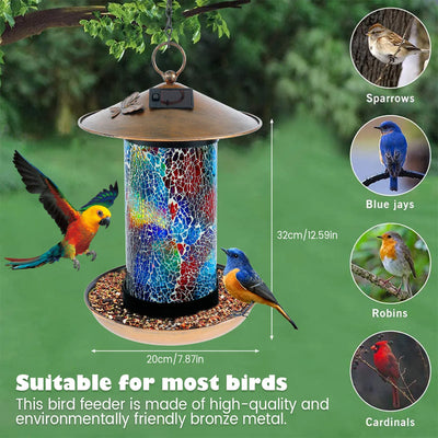 Mangeoire Solaire à Oiseaux Mosaïque RVB Étanche