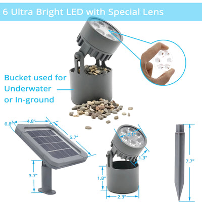 Projecteur Solaire Submersible Étang IP68 Lampe Paysage Jardin