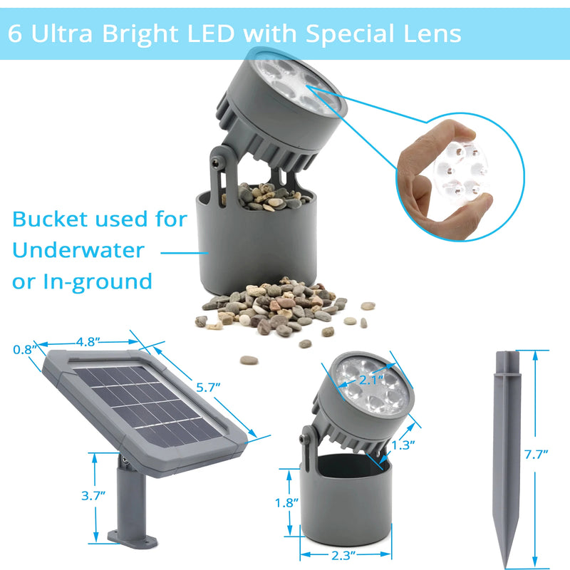 Projecteur solaire submersible IP68 pour étang