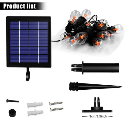 Guirlande Solaire Edison 12 Ampoules Blanc Chaud Extérieur