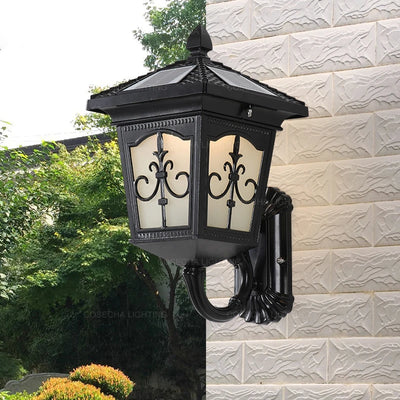 Applique Murale Solaire Extérieur Rétro Bronze et Noir
