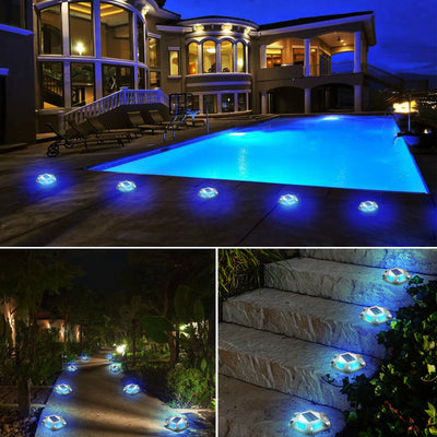 Lampe Solaire 6 LED Bleue Décorative Jardin Escaliers IP65