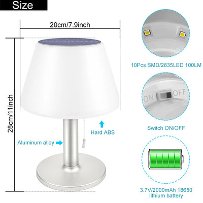 Lampe LED Solaire Blanche Décorative avec Interrupteur Tirette