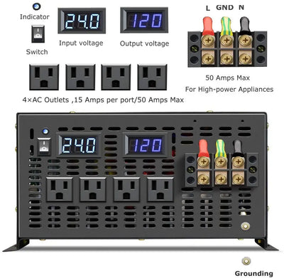 Convertisseur Solaire Pur Sinus 6000W 12V à 48V vers 220V