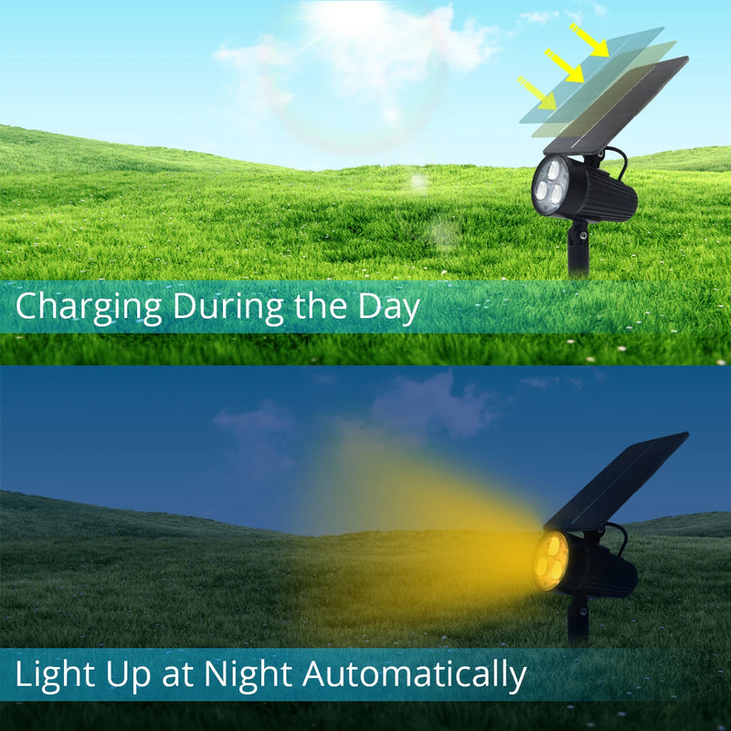 Projecteur solaire étanche extérieur avec veilleuse pour jardin