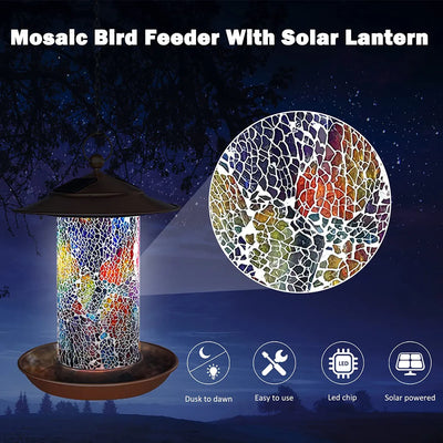 Mangeoire Solaire à Oiseaux Mosaïque RVB Étanche