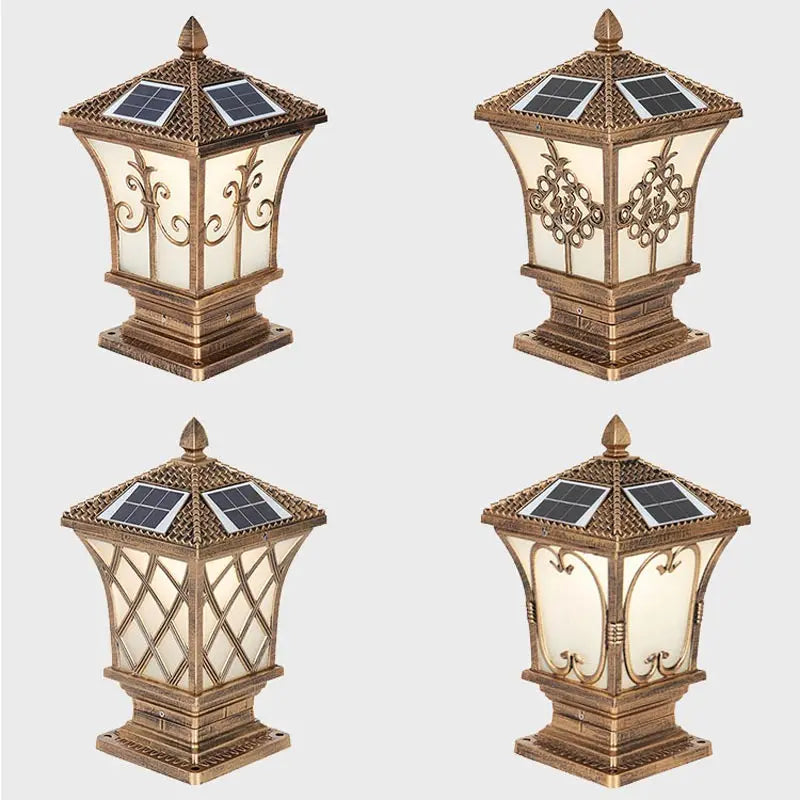 Lampe solaire pilier jardin décorative