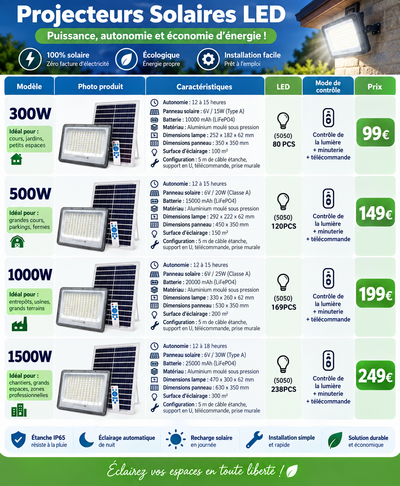 Projecteur solaire manuel sans détection télécommande