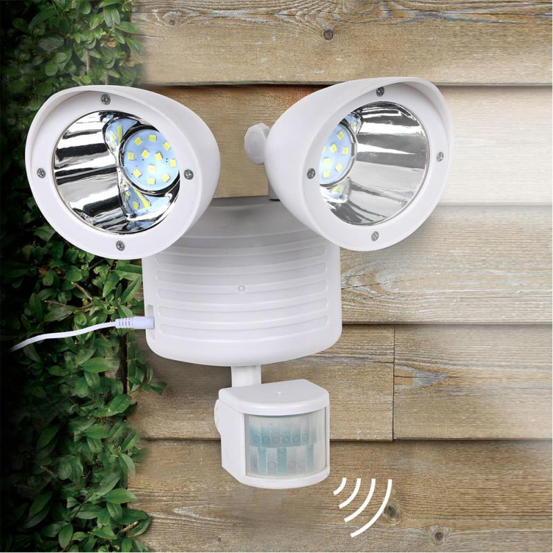 Projecteur solaire extérieur double spot LED blanc avec détecteur de mouvement