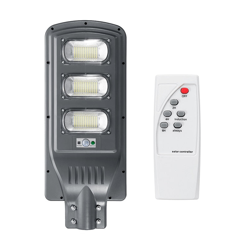 Lampadaire solaire triple bloc 351 LED détecteur de mouvement