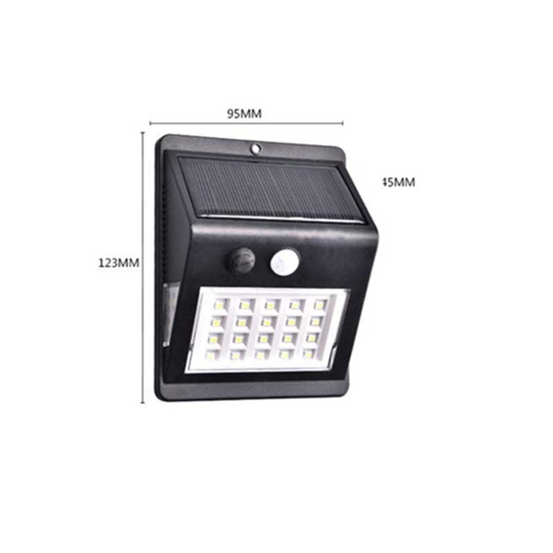 Applique murale solaire 46 LED noire avec détecteur de mouvement
