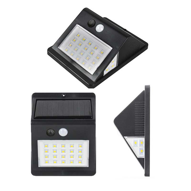 Applique murale solaire 46 LED noire avec détecteur de mouvement