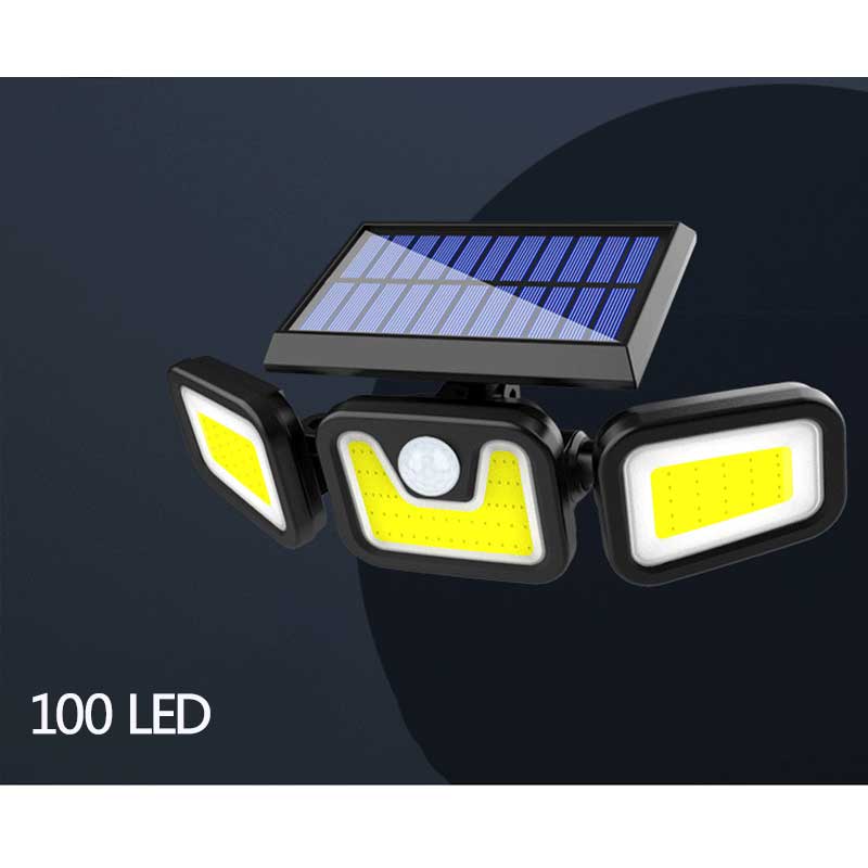 Lampe solaire triple bloc LED 360° avec détecteur de mouvement pour jardin