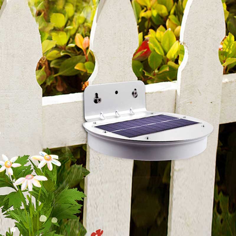Lampe solaire ronde blanche 28 LED avec détecteur de mouvement