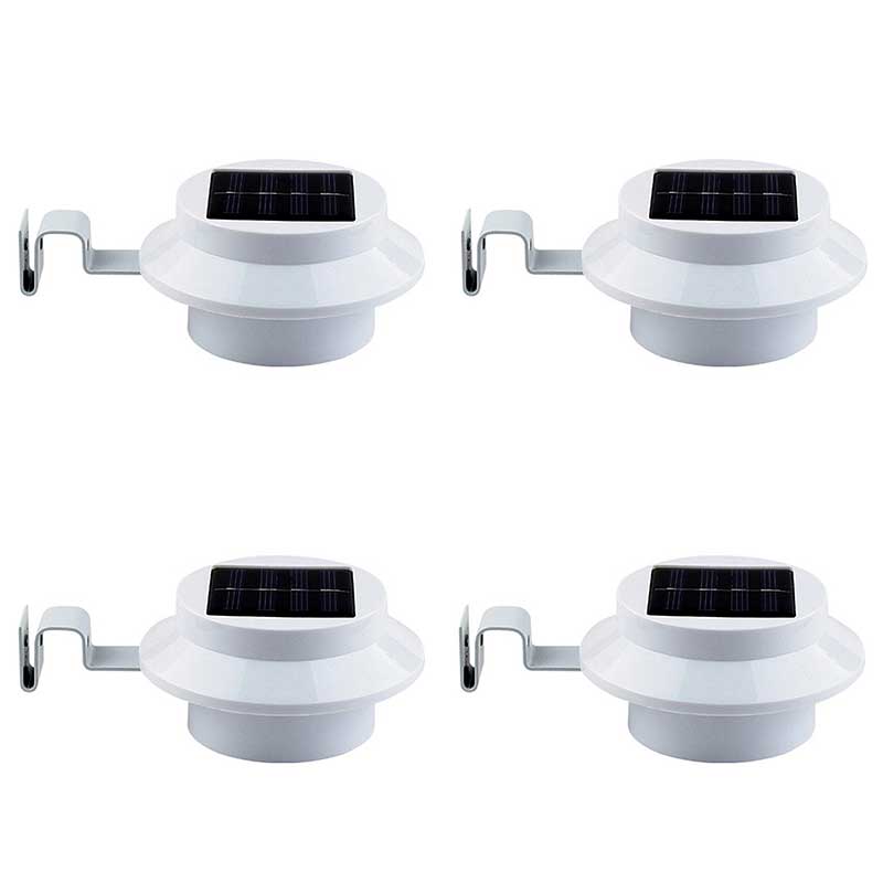 Lot de 4 lampes solaires extérieures rondes blanches LED