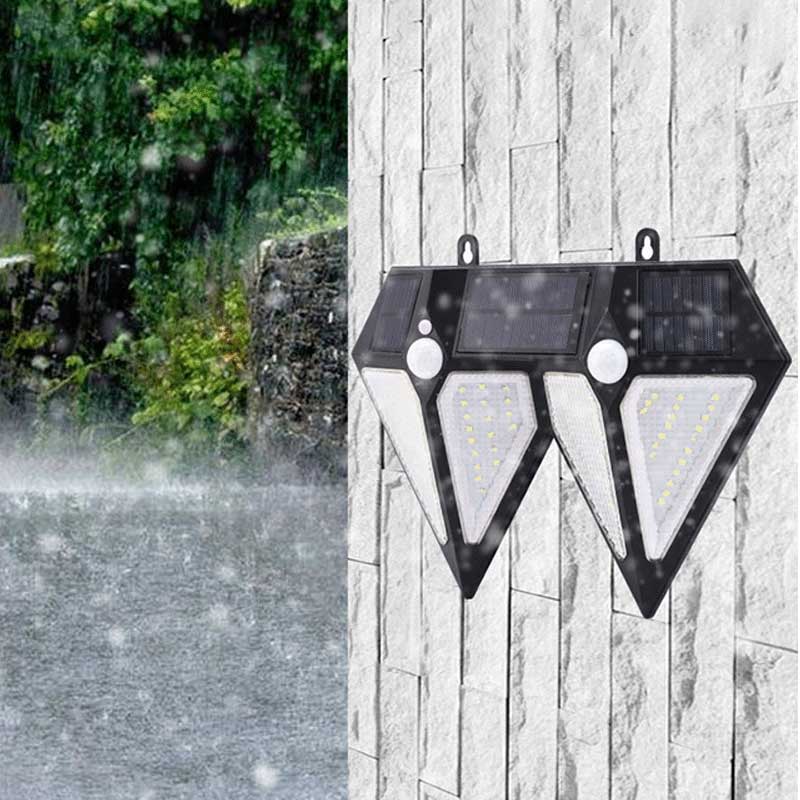 Applique murale solaire double 80 LED avec détecteur de mouvement pour jardin