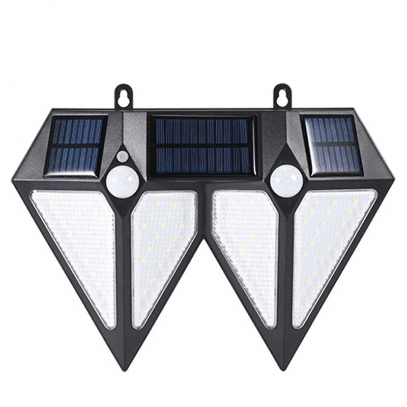 Applique murale solaire double 80 LED avec détecteur de mouvement pour jardin