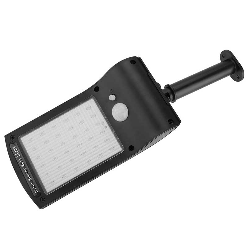 Mini lampadaire solaire extérieur 36 LED noir avec détecteur de mouvement