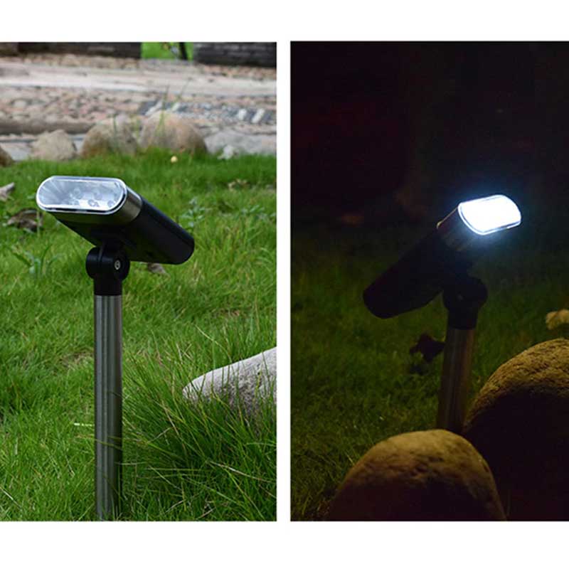Lampe solaire projecteur double spot LED réglable pour jardin