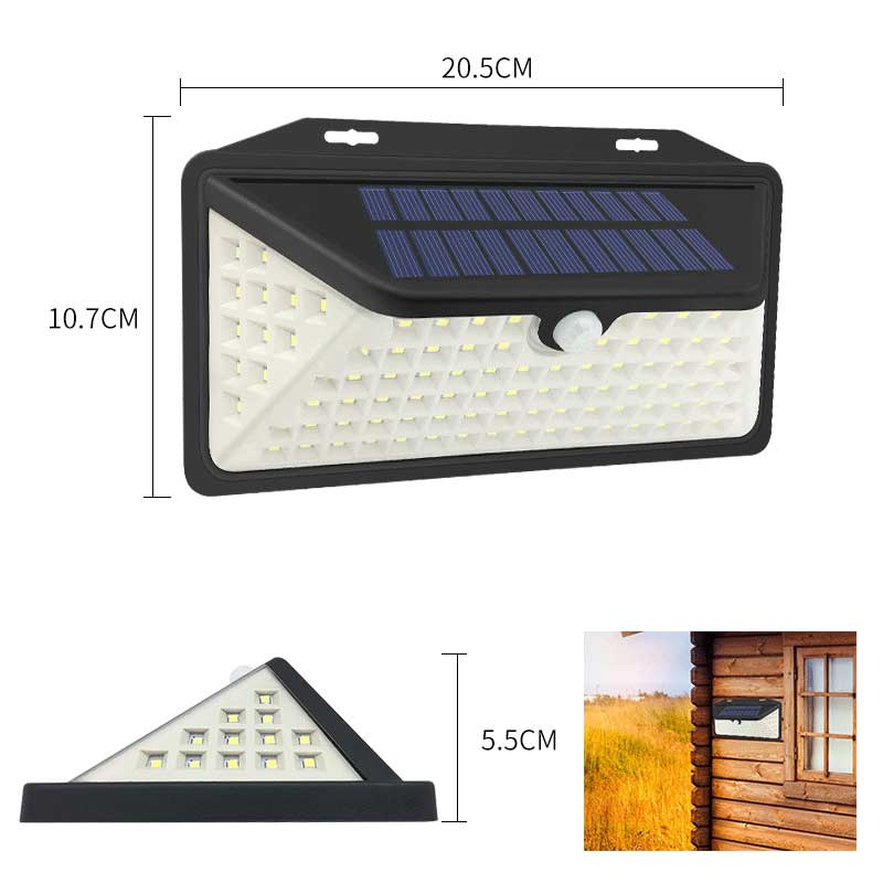 Applique murale solaire noire puissante avec détecteur de mouvement PIR 120°