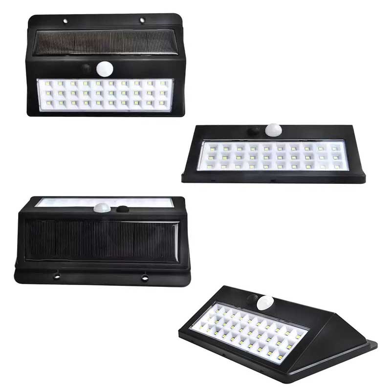 Applique murale solaire jardin 30 LED noire détecteur de mouvement