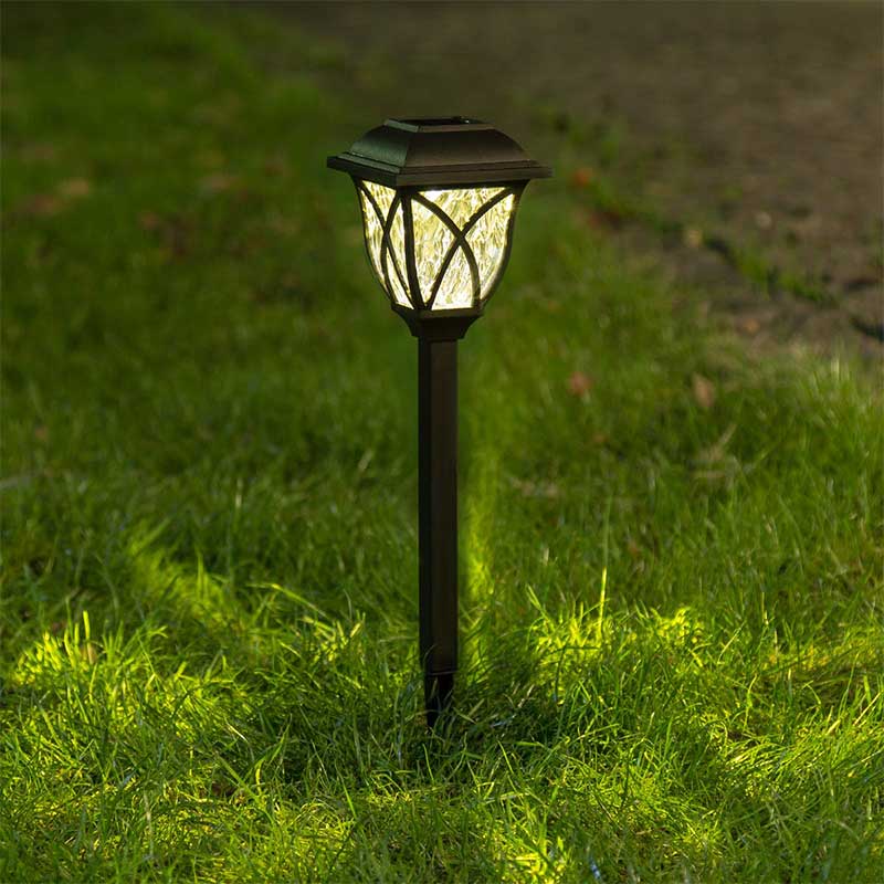 Lot de balises solaires jardin design cristal noir LED jaune