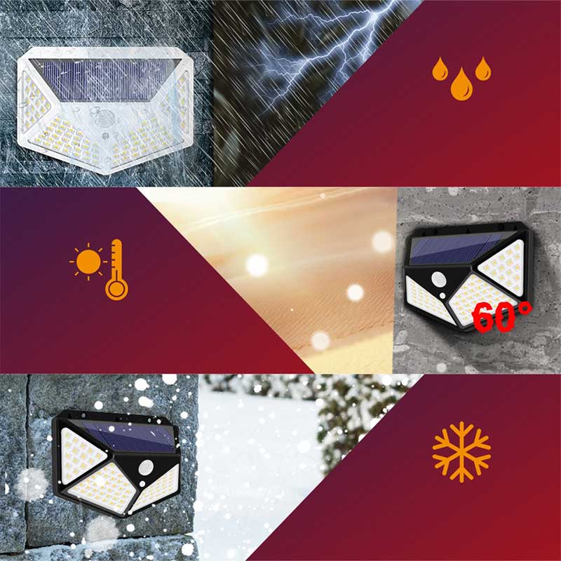 Applique solaire 100 LED avec détecteur de mouvement