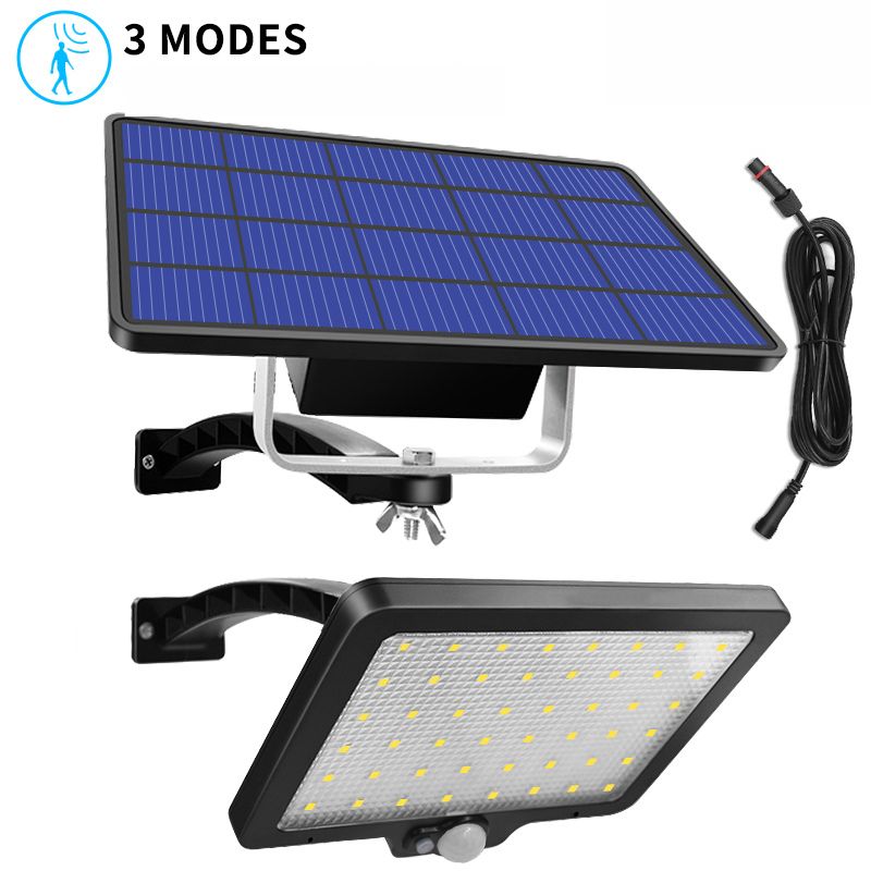 Lampe solaire murale 48 LED avec panneau déporté pour jardin