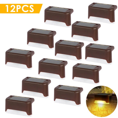 Lampes Solaires d'Escalier Extérieur IPX65, Pack 1 à 16 Pièces, Noir ou Marron