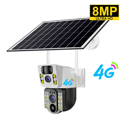 Caméra de Surveillance Solaire 4G Double Objectif 4K V380