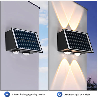 Applique Murale Solaire Extérieur 8 LED Haut et Bas Décorative