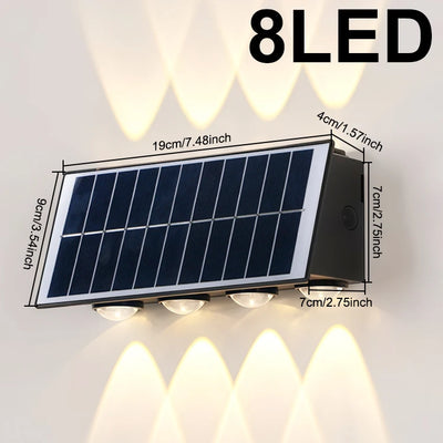 Applique Murale Solaire Extérieur 8 LED Haut et Bas Décorative