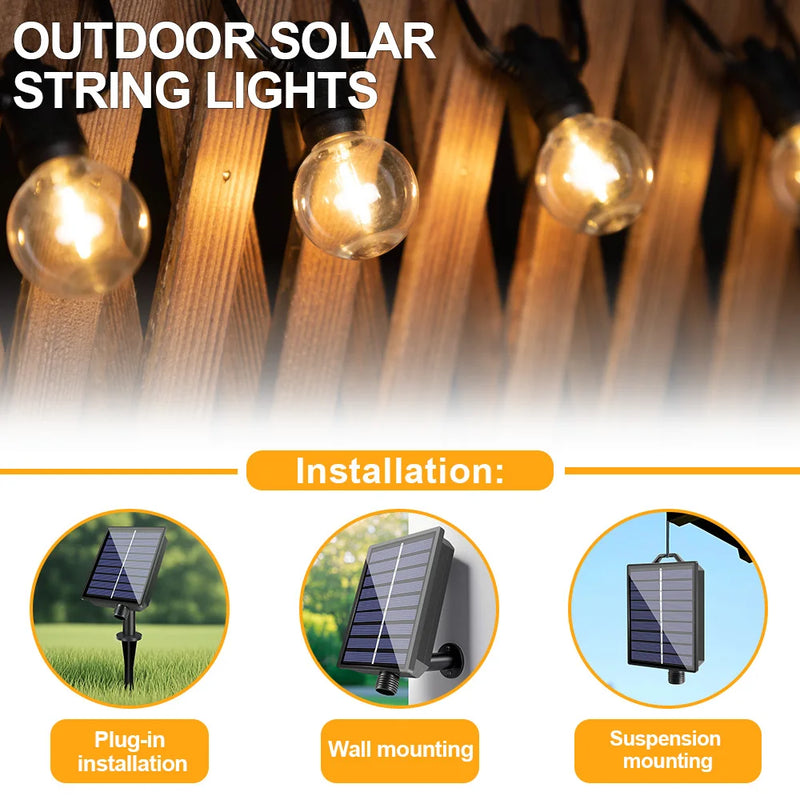 Guirlande solaire LED G40 globes incassables pour jardin