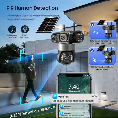 Caméra Solaire 4G PTZ Triple Objectif Détection Humaine - vue 4