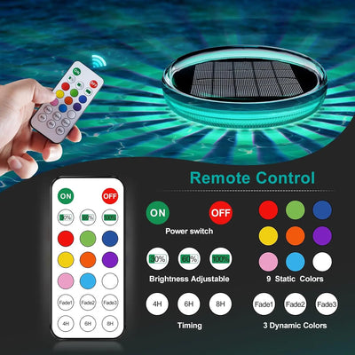 Lampe Solaire Piscine Flottante LED avec Télécommande