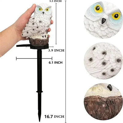 Lampe Solaire Hibou de Pelouse LED Étanche