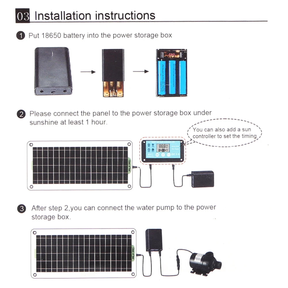 Kit Fontaine Solaire 30 W à Stockage d'Énergie pour Bassin