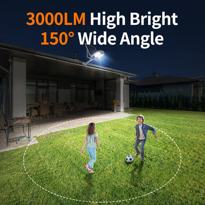 Projecteur Solaire LED 3500lm Capteur de Mouvement Applique Murale