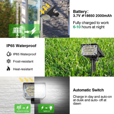 Lampe Solaire Jardin Température Réglable IP65 Éclairage Extérieur