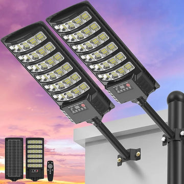 Lampadaire Solaire sur Poteau avec Détecteur de Mouvement, Étanche IP65