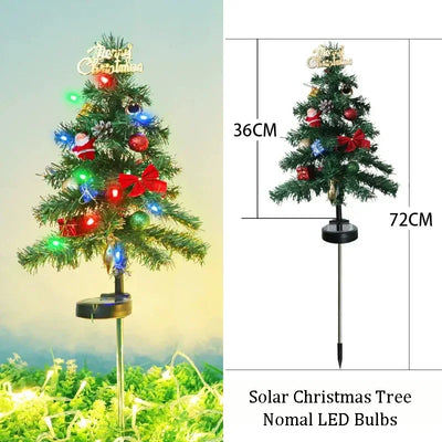 Lampe Solaire Arbre de Noël LED pour Pelouse et Allée