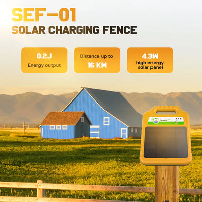 Électrificateur de Clôture Solaire 16 km 8 kV 0,2 J