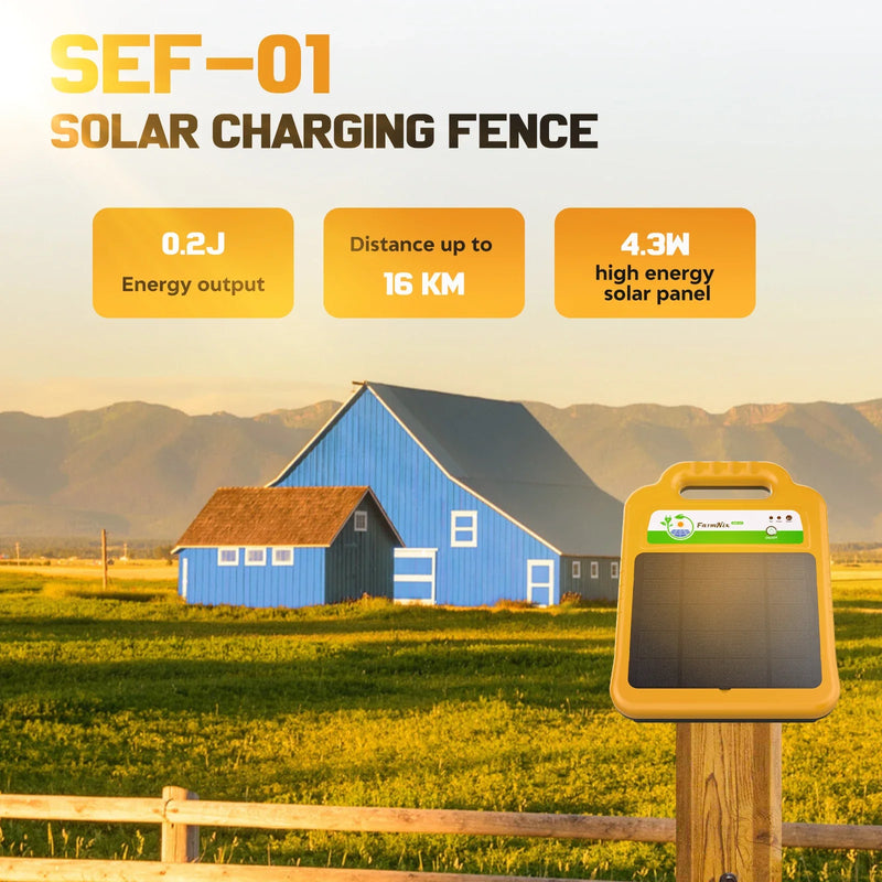 Électrificateur de Clôture Solaire 16 km 8 kV 0,2 J