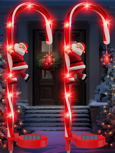 Balise Solaire Canne à Sucre et Flocon LED Noël