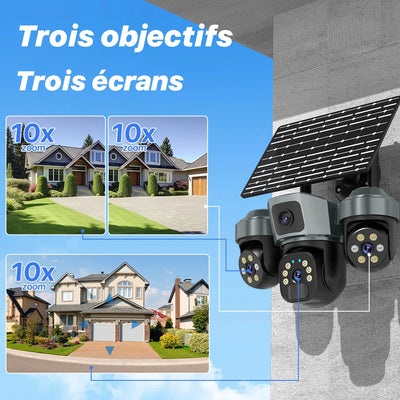 Caméra Solaire 4G Triple Écran Sans Fil PTZ - vue 4