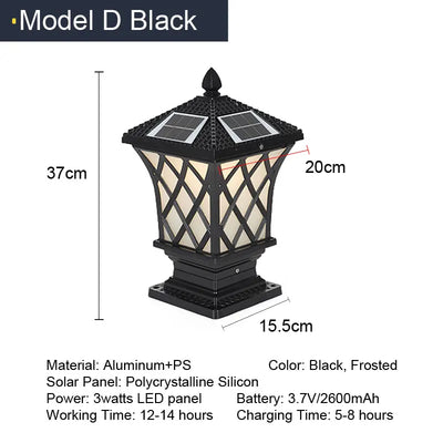Lampe Solaire Pilier Jardin Décoration Étanche