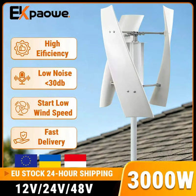 Générateur Éolien Vertical EKPAOWE 3000W 12V 24V 48V
